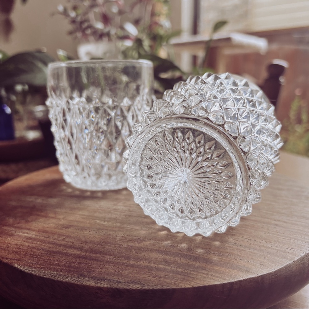 Vintage Indiana Glass Diamond Point Rocks Drinking Glass set of 2